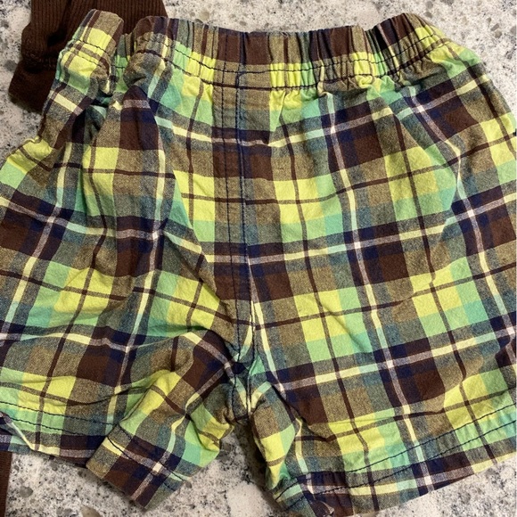 Carters 3 piece set neon green brown shorts top Onsie boys 12 month - Picture 4 of 9